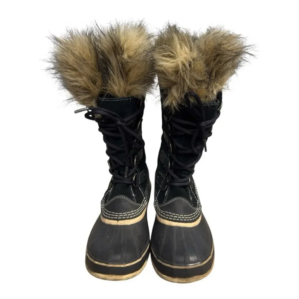 Sorel Joan of Arctic Winter Snow Boots Womens Size 7 Waterproof Black Leather